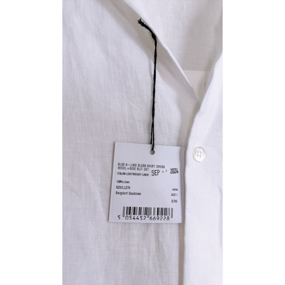 ESKANDAR   Slim A-line Sleeveless Shirtdress With Collar In White size 1 - Picture 5 of 8